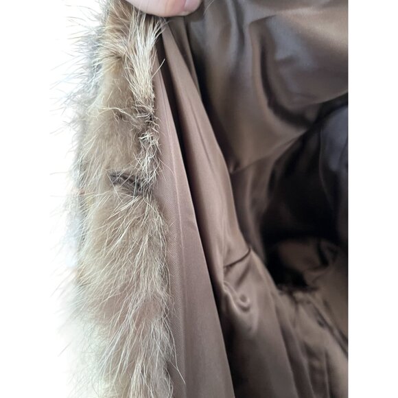 Vintage 1970s J.Fox Boston Genuine Raccoon Fur Coat Car Length Pockets Brown - Picture 12 of 12